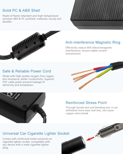ALITOVE 110V to 12V Converter 12V 10A 13.5FT AC to DC Converter Car Cigarette Lighter Adapter to Wall Plug for Car Vacuum Cleaner,Portable Cooler Warmer,Air Pump and Other Car Devices Under 120W - size: 10A(120W 13.5FT)
