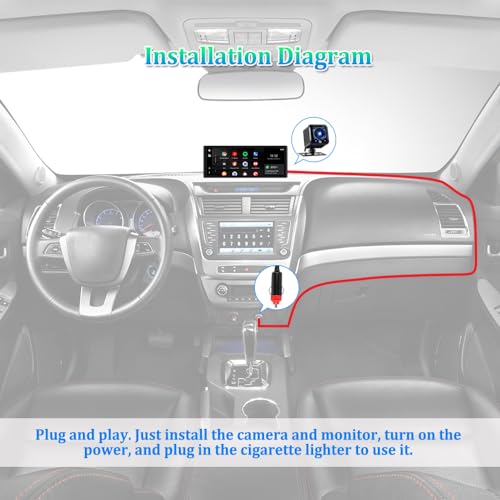 VSYSTO Car Stereo Wireless Carplay and Android Auto, 10.26" Touchscreen WiFi Truck Dash Cam with 2K Infrared Night Vision Lens Backup Camera for Semi Trailer Van Tractor RV, GPS Navigation (Black-B) - color: Black-B