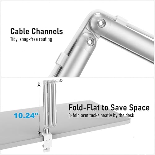 iPad Holder For Desk, Adjustable Tablet Arm iPad Desk Mount with C-Clamp - color: White, size: 15.6" Slim Clamp