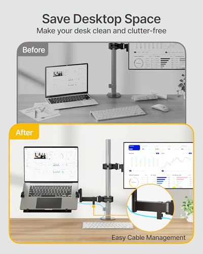 monTEK 2-in-1 Pole Mount, Laptop Tray & Monitor Arm for 10–32" Screens - size: for Laptop