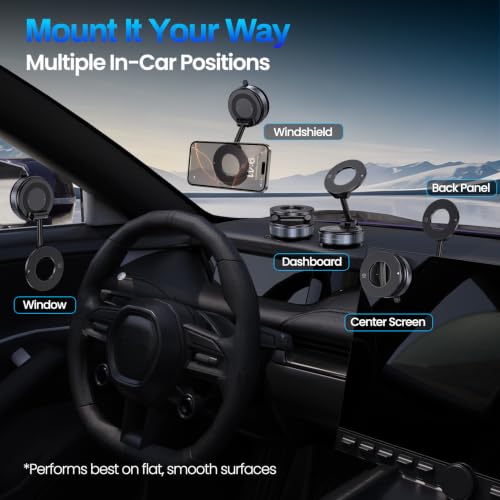 Jikasho Magnetic Phone Holder for Car, Suction Cup Phone Mount for Magsafe - color: Black
