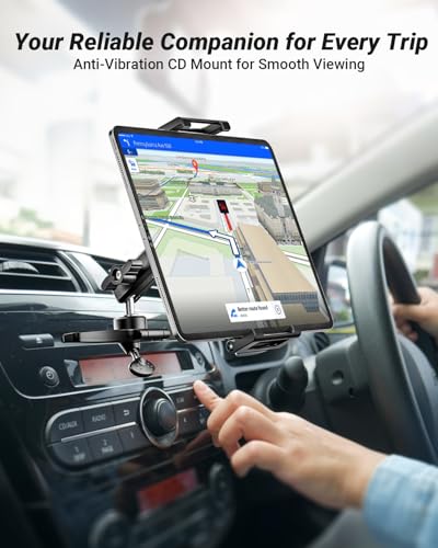 Metal Car CD Slot Tablet Mount Sturdy for 6.1-15.6" Tablet with case