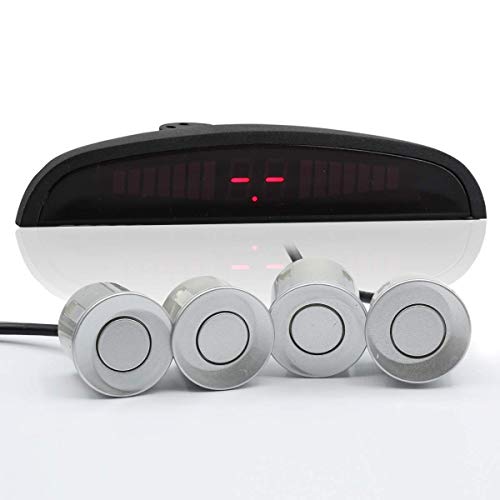4 Parking Sensor Kit LED Display View Reverse Backup Radar System Silver - color: Silver