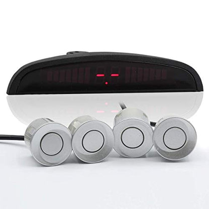4 Parking Sensor Kit LED Display View Reverse Backup Radar System Silver - color: Silver