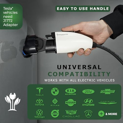PRIMECOM Level 2 Electric Vehicle (EV) Charger (220V / 240Volt, 16Amp) Portable EVSE Smart Electric Car Charger, 30', 40', and 50 Feet Lengths (NEMA 14-50P, 35 Feet) - color: 14-50P, size: 35 Feet