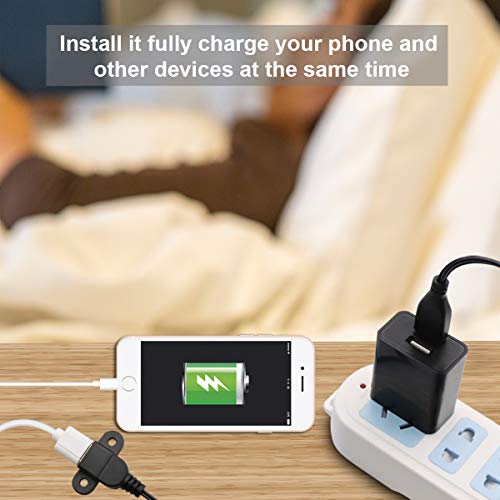 QiCheng&LYS USB 2.0 Male to Dual Female Charging Extension Cable, Furniture nightstand Sofa Electric Vehicle on-Board Charging Port, Panel Mount Cable with Screw Hole 5ft (2pcs) - color: 2 pcs Dual Female Black
