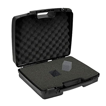 Small Hard Case with Foam, 14" Lightweight Pluck Foam Padded Protection Carrying/Storage Case - Customizable Interior for GoPro, Camera, iPhone, Tablet, Black - Outer Size:14” x 10.4” x 3.5” - style: Inner 13.7" X 8.6" X 3.1"