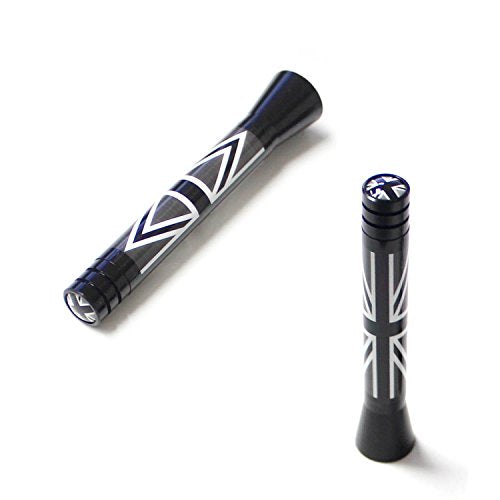 iJDMTOY 3-Inch Black/White Union Jack Theme Short Antenna Compatible with Mini Cooper (All Models) & More Other Cars - color: Black/White