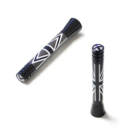 iJDMTOY 3-Inch Black/White Union Jack Theme Short Antenna Compatible with Mini Cooper (All Models) & More Other Cars - color: Black/White