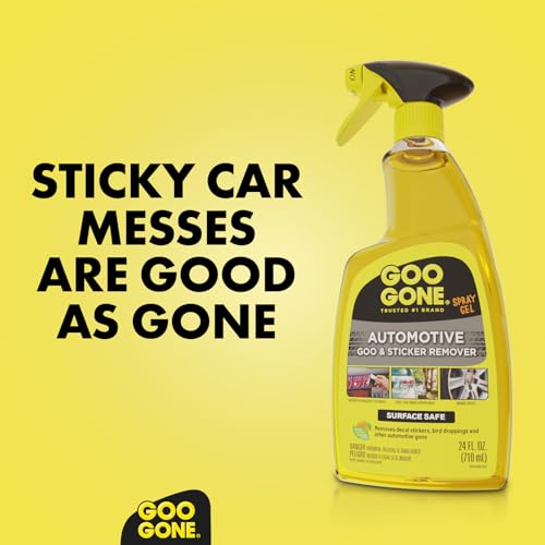 Goo Gone Automotive Adhesive Remover, Goo & Grime Cleaner for Bumper Stickers, Decals, Tree Sap, Brake Dust, Bird Droppings, Gum, Spray Paint, Asphalt, 24 oz with MicroFiber Buffing Towel - size: 24 Fl Oz (Pack of 1)