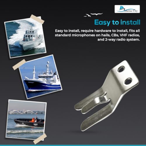 MARINE CITY Stainless Steel Handheld Microphone Hang-Up Clip Sturdy and Durable - Car Radio Microphone Mounting Clip Perfectly Matched to Your Handheld