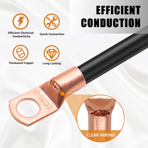 mankk 130PCS Copper Wire Lugs AWG 2 4 6 8 10 12 14 16 Gauge Battery Terminal Connectors Battery Cable Ends Connectors Copper Ring Terminal Kit with Heat Shrink - color: 130PCS
