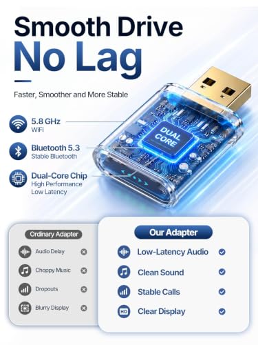 Wireless CarPlay & Android Auto Dongle for Digital Media Receivers Blue - color: Blue