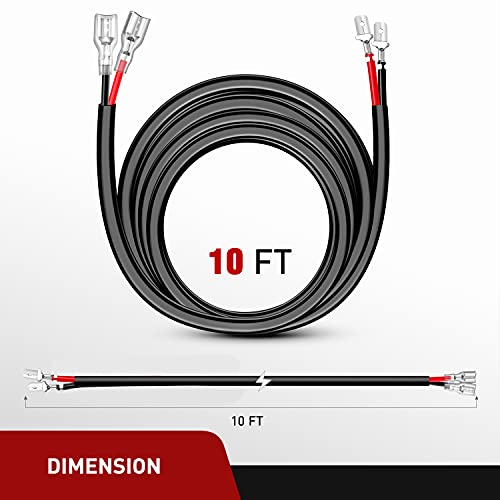 Nilight 2PCS 16 AWG 10 Feet Wiring Harness Extension Kit for LED Work Light Bar Led Pods Off Road Lights Driving Fog Light Boat Lighting, 2 Years Warranty,black - size: 16AWG -10FT 2Pcs