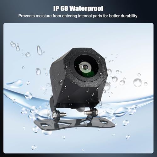 Camecho Backup Camera IP68 Waterproof Car Rear View Camera Wide Angle Rearview Reversing Clear Night Vision AHD Image for Car Vehicle Trailer SUV RV