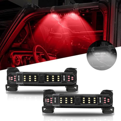 SUNPIE SXS Dome Light Battery Powered Universal Roll Bar Lights, 2Packs - color: 2 PCs of White and Red