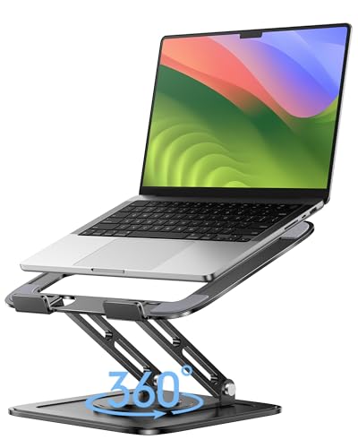 LOXP Adjustable Laptop Stand, Computer Stand with 360 Rotating Base - color: Classic Black