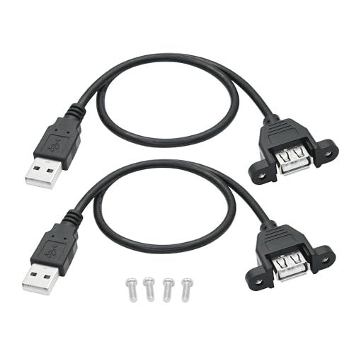 USB 2.0 Panel Mount Extension Cable 1FT, with Ears Emale Socket and Screws - style: 1FT - 2Pcs