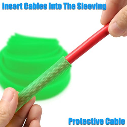 25ft PET Expandable Braided Cable Sleeve 1/6inch(4mm) Pet Braided Cable Sleeve for Audio Video Device Wire Automotive Wire (Green) - color: Green, size: 4mm"(1/6 inch)
