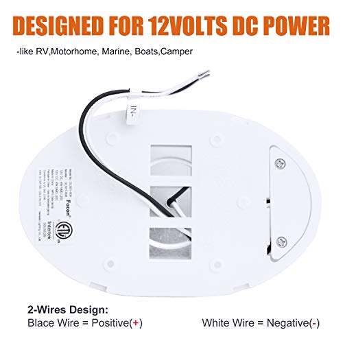 Facon 12V RV Ceiling Light with On&Off Switch, Oval Pancake Dome Light, RV Interior Light Fixture for RV Motorhomes Camper Caravan Trailer Boat
