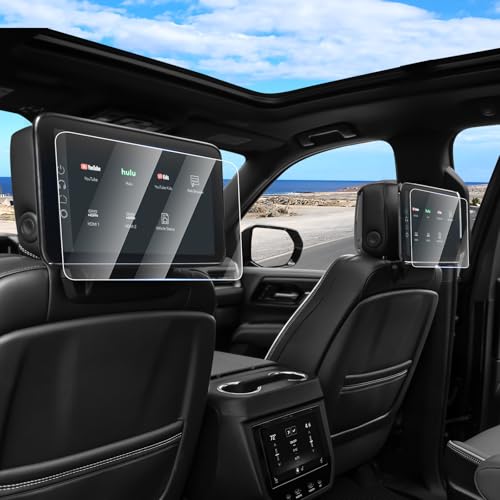 Canvcle 2PCS Rear Screen Protector for 2021-2026 Chevy Tahoe/Suburban/GMC Yukon, 12.6 Inch Rear Seat Touch Screen Protector Tempered Glass Navigation Display Screen Cover Infotainment Protective Film - size: 2021-Present Chevy Tahoe/Suburban/Yukon 12.6 In