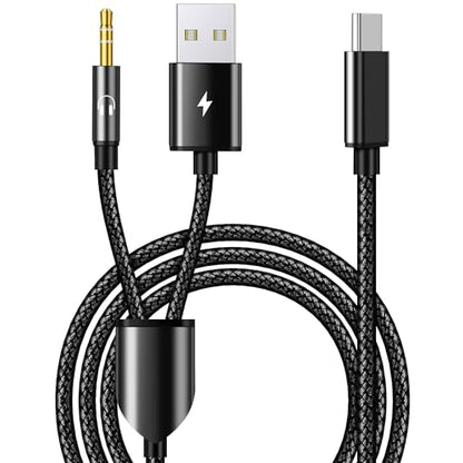 USB C to 3.5mm Aux Audio Cable, 2 in 1 USB C to 3.5mm Car Stereo Aux Headset Jack Cable with PD 18W USB C Charging Compatible with iPhone 17/16/16e/15 Plus/Pro Max/Air, Galaxy S25/S24/S23, Pixel 9/8 - color: Black