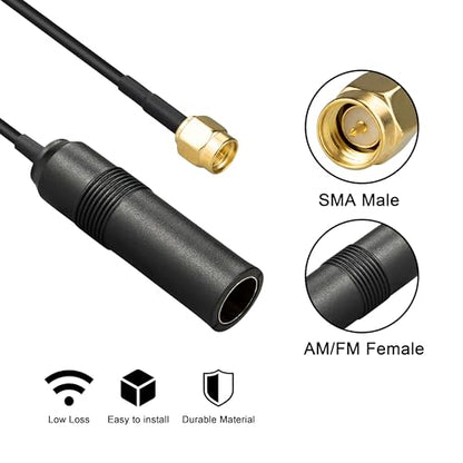 SMA Male to AM/FM Female RG174 Cable 12inch SMA to AM FM Coaxial Pigtail Jumper for GPS modules, Wi-Fi routers, or SDR dongles - size: SMA Male to AM/FM Female