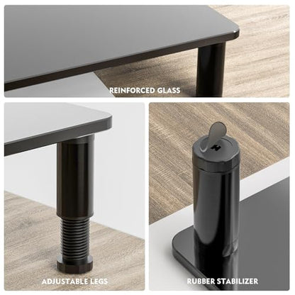 Hemudu 2 Pack Computer Monitor Stand Riser with Height Adjustable Multi Media Desktop Stand for Flat Screen LCD LED TV, Laptop/Notebook/Xbox One, Black HD01B-202 - color: Black