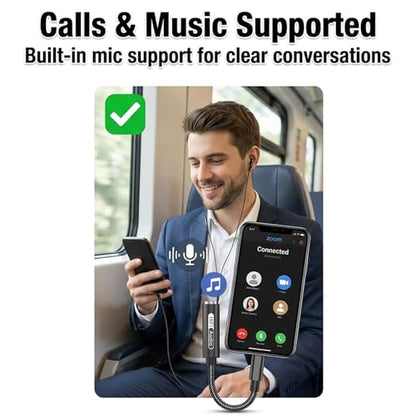 USB C to 3.5mm Hi-Res Audio Adapter, Built-in DAC, Type C to Aux Headphone Jack, Studio Quality Sound, Supports Calls, Compatible with iPhone 15 16 17, Samsung Galaxy S25 S24 S23, MacBook, iPad, Pixel