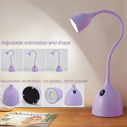 EJIAXIN Desk Lamp for College Dorm Room - LED Reading Light, Purple - color: Purple
