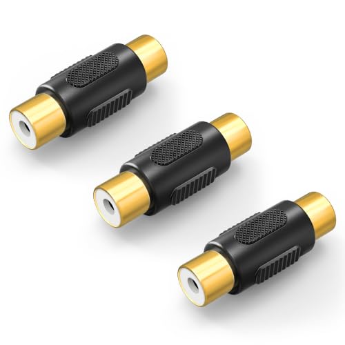 VCE RCA Female to Female Coupler, Gold Plated RCA Adapter, 3-Pack