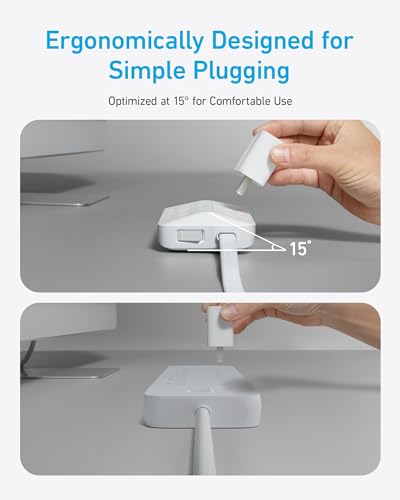Anker Power Strip with 300J Surge Protector, 5ft Outlet Extender, 20W, 6AC - color: White, size: 5FT