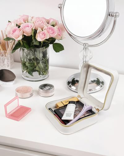 LETGO Mini Makeup Bag,Clear Makeup Bag Cute Travel Makeup Case Pouch Purse Essentials Car Accesories for Women,Travel Essentials Organizers (Off White, Mini-Chic) - color: Off White, style: Mini-chic