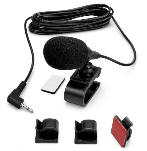 External Microphone for Alpine Car Radio Receiver Series ILX, CDE, CDA, UTE, X, IVE, IVA, INE, INA, iDA, ICS, i, WRA & WRA-JL – 3.5mm Hands Free Call Mic with Mount & Cable Clips – 10FT