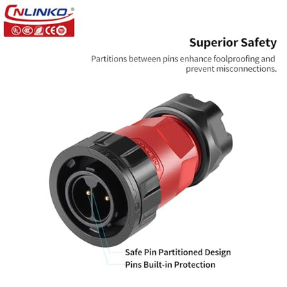 CNLINKO YM-20 2 PIN Waterproof Connector, IP68 Circular Connector, Quick Plugging Aviation Connector, PBT Plastic Shell Solder Connector M20 Male -Female Flange Socket (2 PIN) - size: 2-Pin, style: Solder-Assembly
