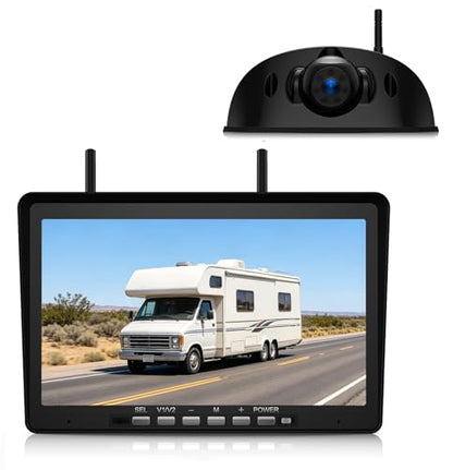 ZEROXCLUB Wireless RV Backup Camera System with 10.1-Inch DVR Monitor, 1 Rear Sharkfin, IP69K Waterproof, IR Night Vision, Adjustable Parkinglines, Compatible with Furrion Pre-Wired RVs - BY5 - size: 10.1"-1 Cam