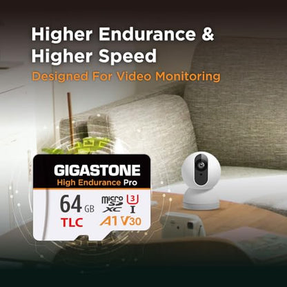 【5 Yrs Free Data Recovery】【Dash Cam】 GIGASTONE 64GB Micro SD Card 2-Pack, TLC High Endurance Pro, Speed Up to 95MB/s, Compatible with REDTIGER Rove VIOFO VANTRUE PRUVEEO, MicroSDXC UHS-I A1 V30 U3 - color: 64GB High Endurance Pro 2-Pack
