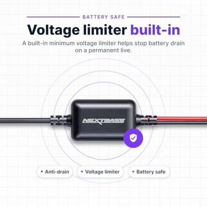 Nextbase Piqo Pro Install Hardwire Kit - Easy to Install, Enables Smart Parking, Battery Voltage Protection, LED Light, 12/24V Car Accessories, 1m Hard Wiring Kit Compatible with Nextbase Piqo Only - style: Hardwired Kit (Piqo)