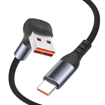 YACSEJAO 66W Right Angle USB A to C Cable, 90 Degree, 0.6FT/20CM - size: 0.6FT/20CM