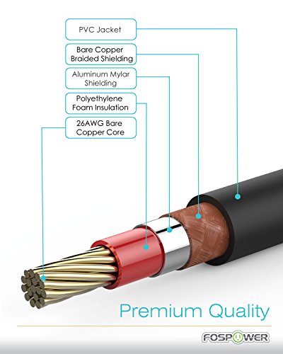 FosPower Digital Audio Coaxial Cable [24K Gold Plated Connectors] Premium S/PDIF RCA Male to RCA Male for Home Theater, HDTV, Subwoofer, Hi-Fi Systems - 3ft | FosPower Digital Audio Coaxial Cable S/PDIF RCA Male Subwoofer Cord (3ft) - size: 3 Feet