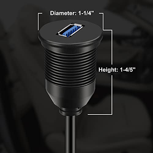 Single Port USB 3.0 Male to Female AUX Car Mount Flush Cable 6ft - size: 6ft