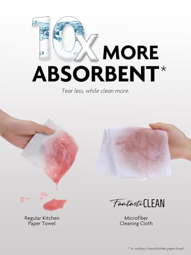 Fantasticlean Microfiber Cleaning Cloth Roll- 90 Sheets, 12" x 12" (White) - color: White, size: 90 pack