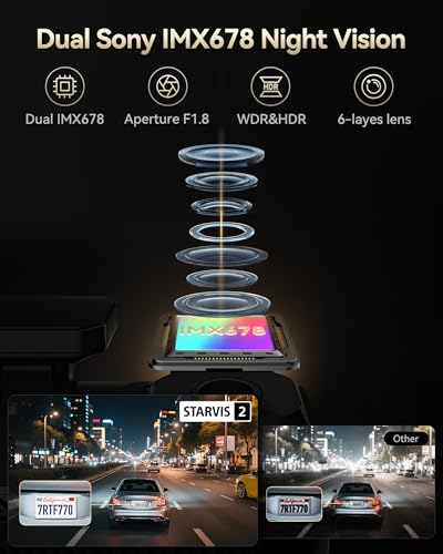 REDTIGER F77 4K+4K Dual Dash Cam for Cars, 2CH STARVIS 2 IMX678, 128GB eMMC - size: F77 V1(128GB eMMC)