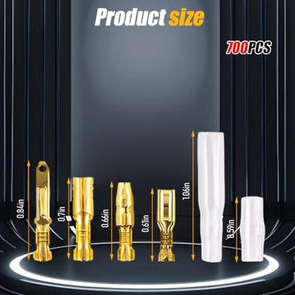 Zpana 700PCS 2.8mm Car Electrical Wire Connectors Kit, 2 3 4 6 9 Pin Male & Female Header Crimp with 30 Sets 4mm Bullet Terminal, Automotive Electrical Connectors Assortment, Universal Fit