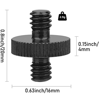 1/4" Male to 1/4" Male Threaded Tripod Screw Adapter Double Head Stud Standard Mounting Thread Converter for Camera Cage Mount Light Stand Monopo Shoulder Rig Tripod Black-2 Packs - color: 2 Packs