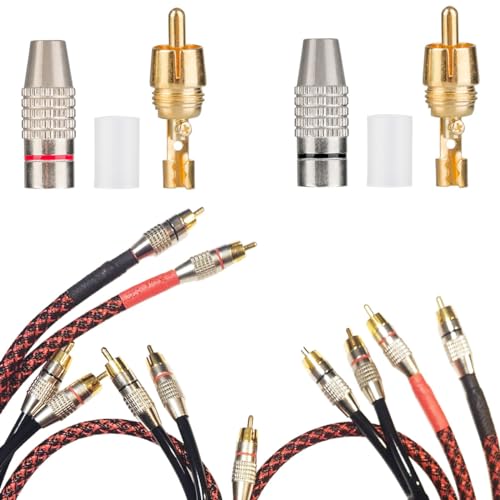 10Pack RCA Male Plug Solder, Gold Audio Video Cable Adapter Connector for Speaker Wire Wall Plate Home Theater Audio Video Receiver Amplifiers and Sound Systems - style: 10-Pack