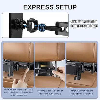 vvag Tablet Holder for Car Headrest,Adjustable iPad Backseat Mount Compatible with iPad Pro, Air, Mini, 4.7-11" Devices,Road Travel Essentials for Kids Accessories (Black) - color: Black