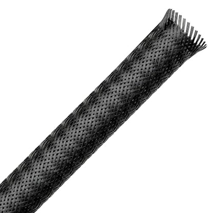 3/4" 50ft Black Expandable Braided Cable Sleeve PET - size: 3/4"-50ft