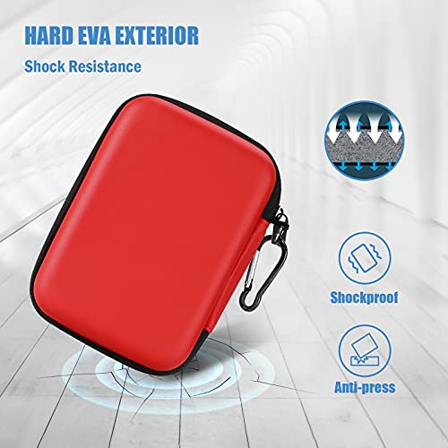 ProCase Hard Drive Case 2.5 Inch for Elements WD My Passport Canvio Basics Seagate Backup Plus Slim Expansion 1TB 2TB 3TB 4TB, Portable Carrying Case Holds 2 External Hard Drives -Red - color: Red