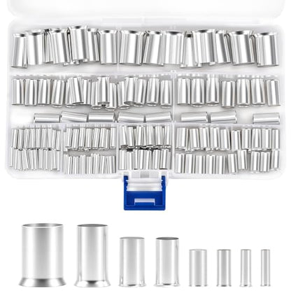 166Pcs Wire Ferrules Kit, Silver Copper Crimp Terminals